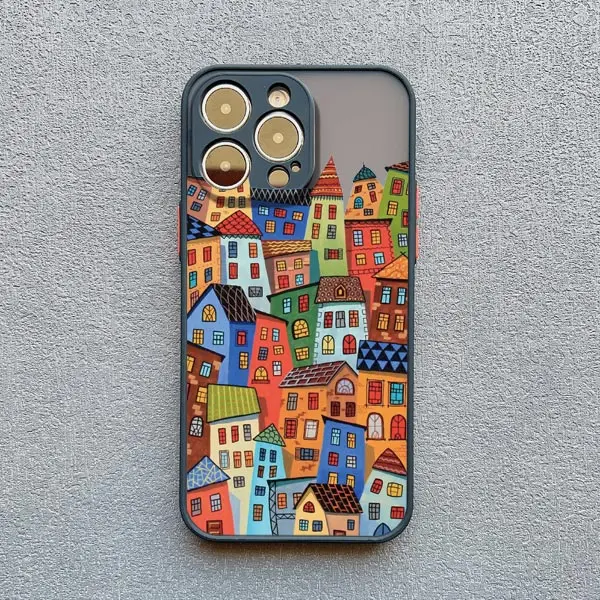 Bunte Stadt-Handyhülle für iPhone 13 12 11 Pro Max Mini 16 15 14 Pro Max Plus 17 Pro Max X XR XS Stoßfeste Rückabdeckung Schutzhülle – Detail 4