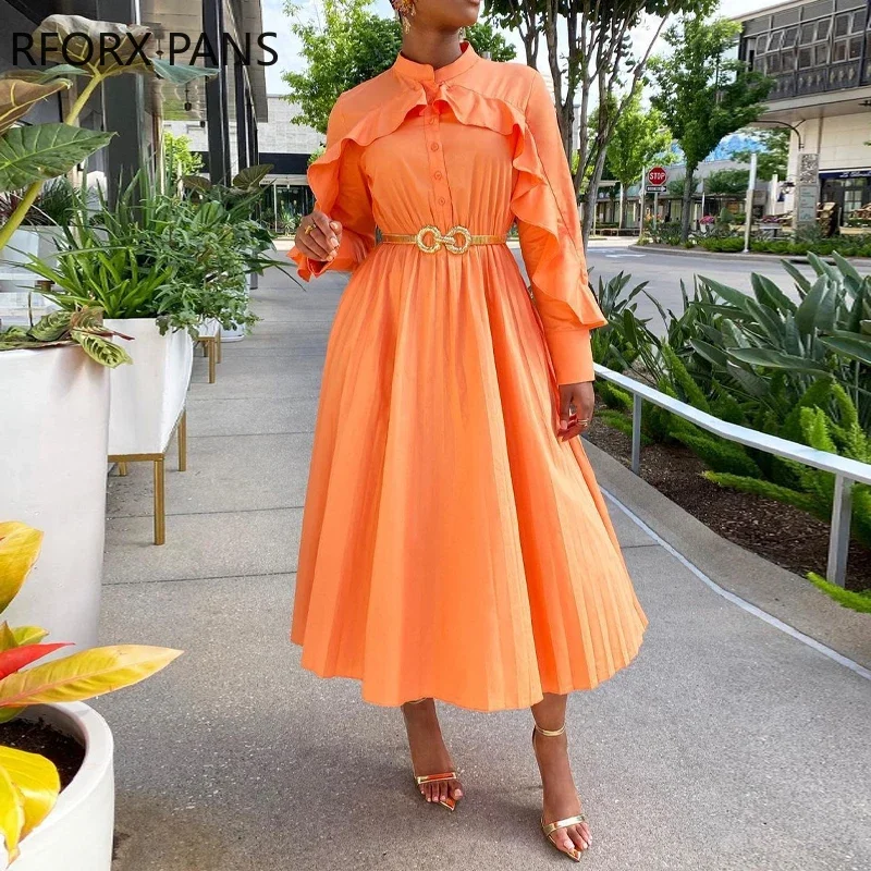 

Женские однотонные элегантные трапециевидные платья с круглым вырезом и длинными рукавами