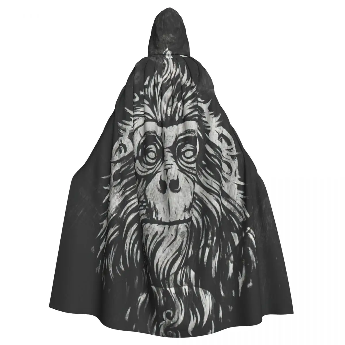

Monky Hooded Cloak Halloween Party Cosplay Woman Men Adult Long Witchcraft Robe Hood