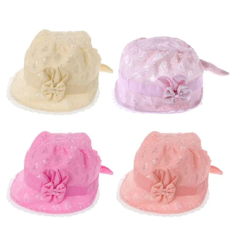 

Baby Girls Hat Solid Lace Baby Tire Cap Summer Princess Hat With Bow
