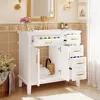 36-inch Bathroom Vanity with Resin Sink, Modern Bathroom Cabinet in Blue, Featuring Two Soft Close Doors and Four Drawers 3