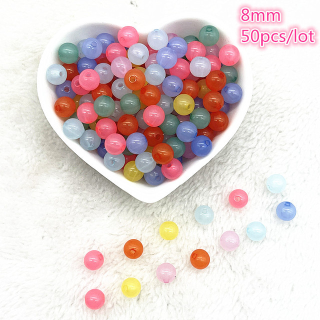 6mm--10mm Color Mixing Round Charms Acrylic Beads Loose Spacer Beads for Jewelry Makeing DIY Handmade Bracelet Accessories