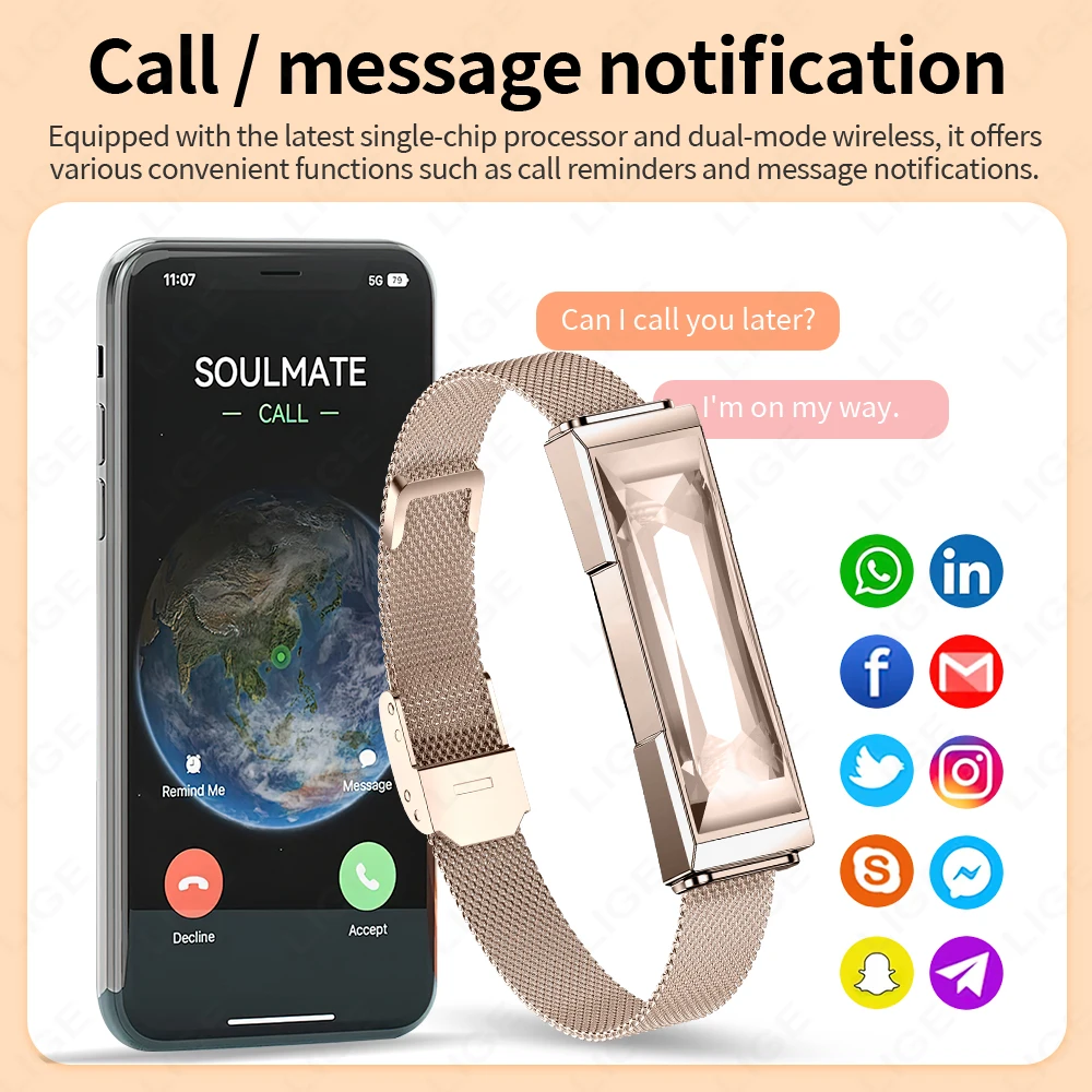 LIGE Smart Bracelet Men Women Waterproof Fitness Activity Tracker Heart Rate Sleep Monitor Pedometer Smart Watch For Android iOS