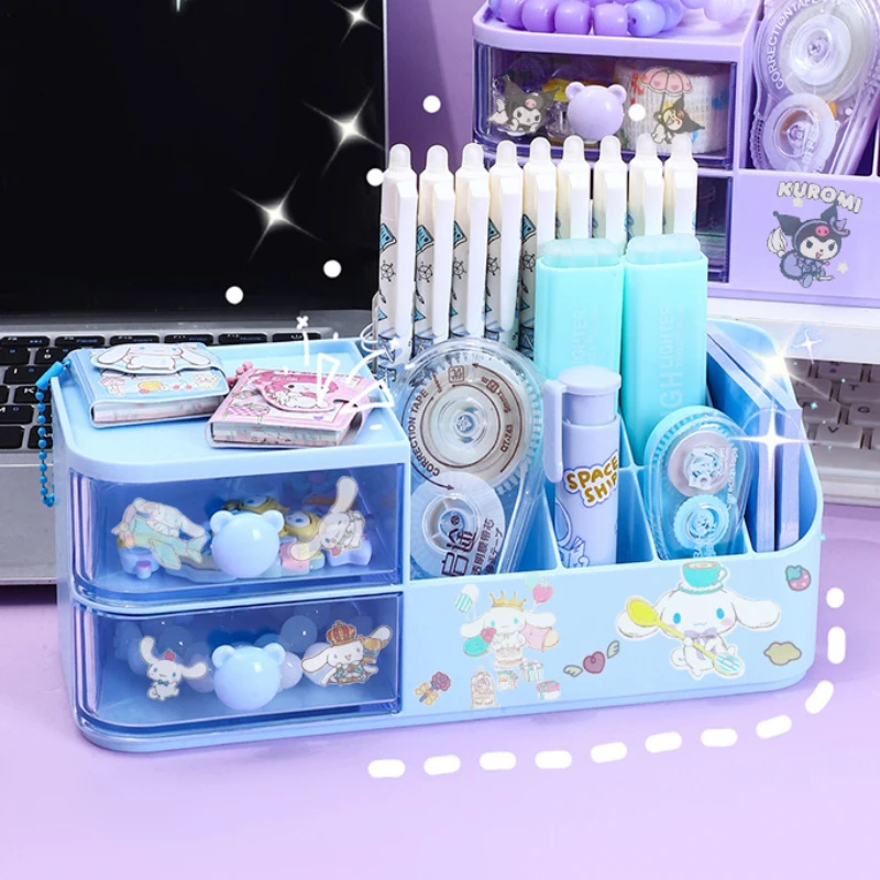 Cute Pen Holder Storage Box Organizer Drawer-type Desktop Stationery Storage Box Kawaii MINISO Kuromi Pen Holder Stand pen holder,desk organizer,pen and brush holder,desk storage rack