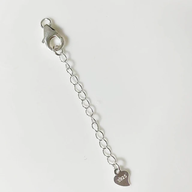 Buy Simulated Diamond Lobster Lock with 2 Inch Extender Chain in Rhodium  Over Sterling Silver, Chain Extender