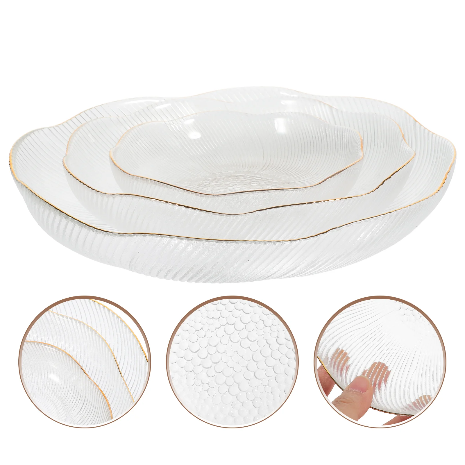 

3 Pcs Pasties Fruit Tray Dessert Coffee Table Jewelry Display Small Glass Dried