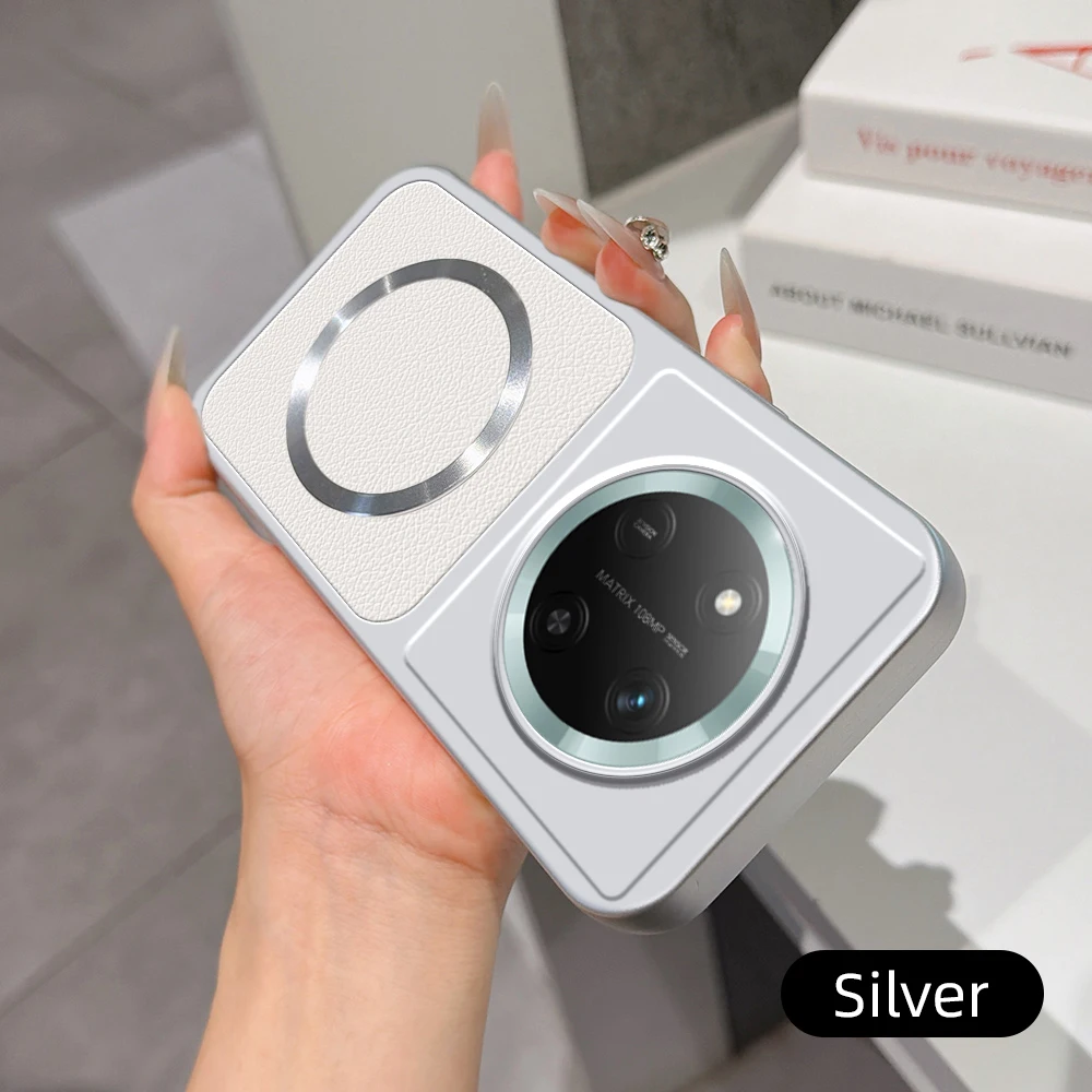 Leather Pattern Magnetic Ultra-Thin Anti-Drop Wireless Charging Case