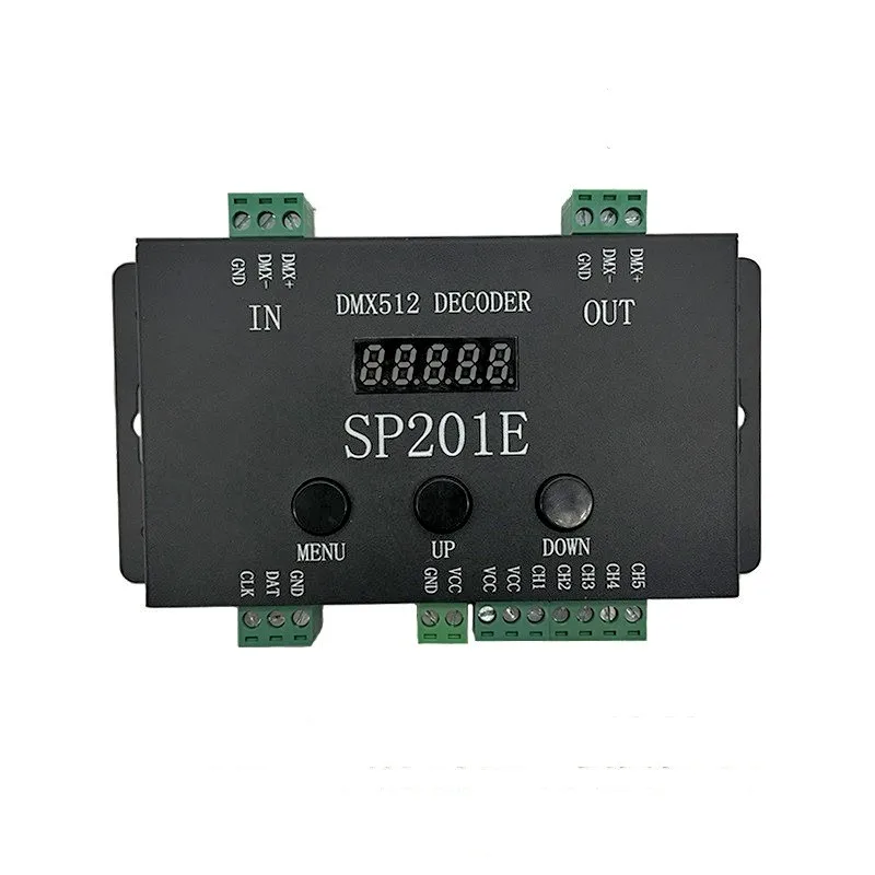 SP201E DMX512 DC5-24V LED Decoder Controller 5 Channel Pixel RGB IC SPI Signal Addressable for WS2812B WS2811 LED Strips