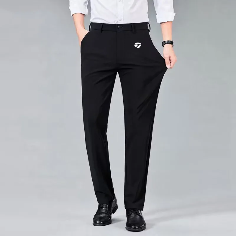 2023 Spring Men's Golf Pants Leisure Pants Elastic Slim Straight Business Wrinkle Resistant
