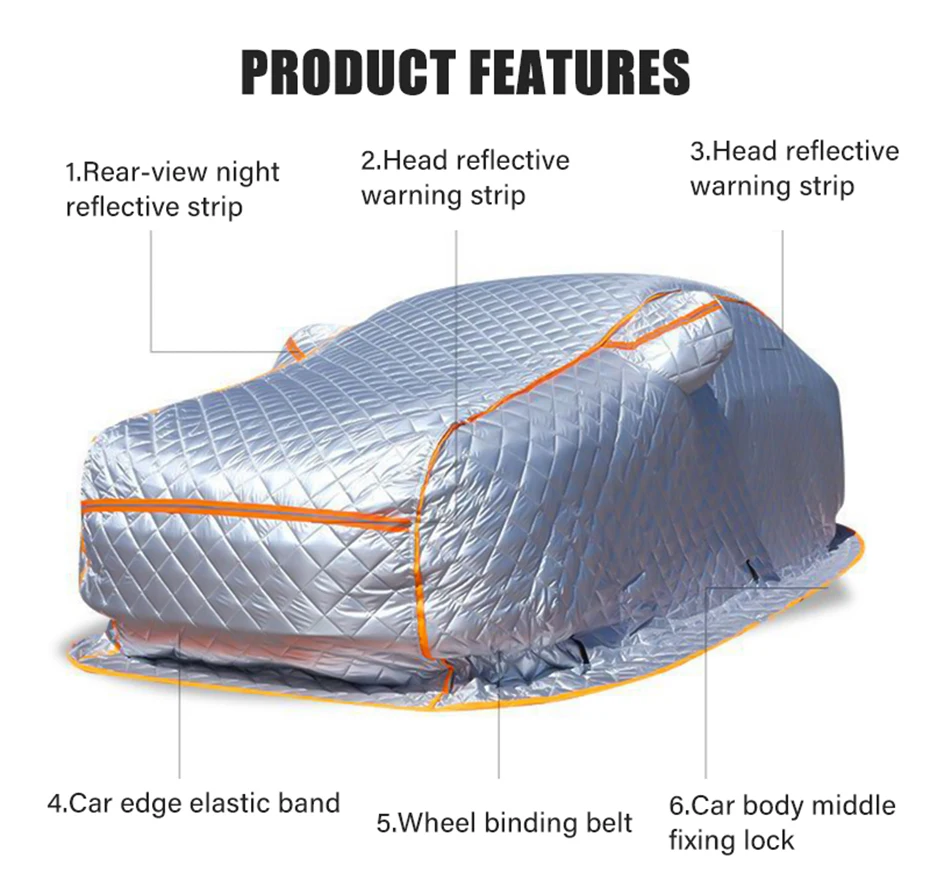 Winter Auto Abdeckung Außen Schnee Frost Prävention Körper Frontscheibe Hagel Beweis Abdeckungen Windschutzscheibe Outdoor Auto Schutz Markise – Detail 6