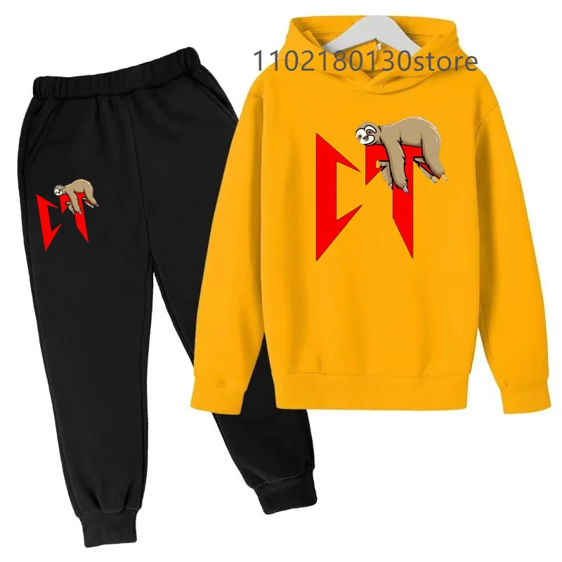thumbnail image 1 of Sudadera con capucha y pantalones para niños de 3 a 13 años, moda de ocio para primavera y otoño, 2 piezas, 1 of 5