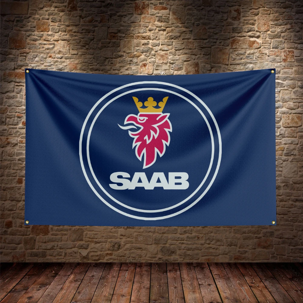 3X5Ft Saabs Racing Car Flag Polyester Printed Car Banner For Decor