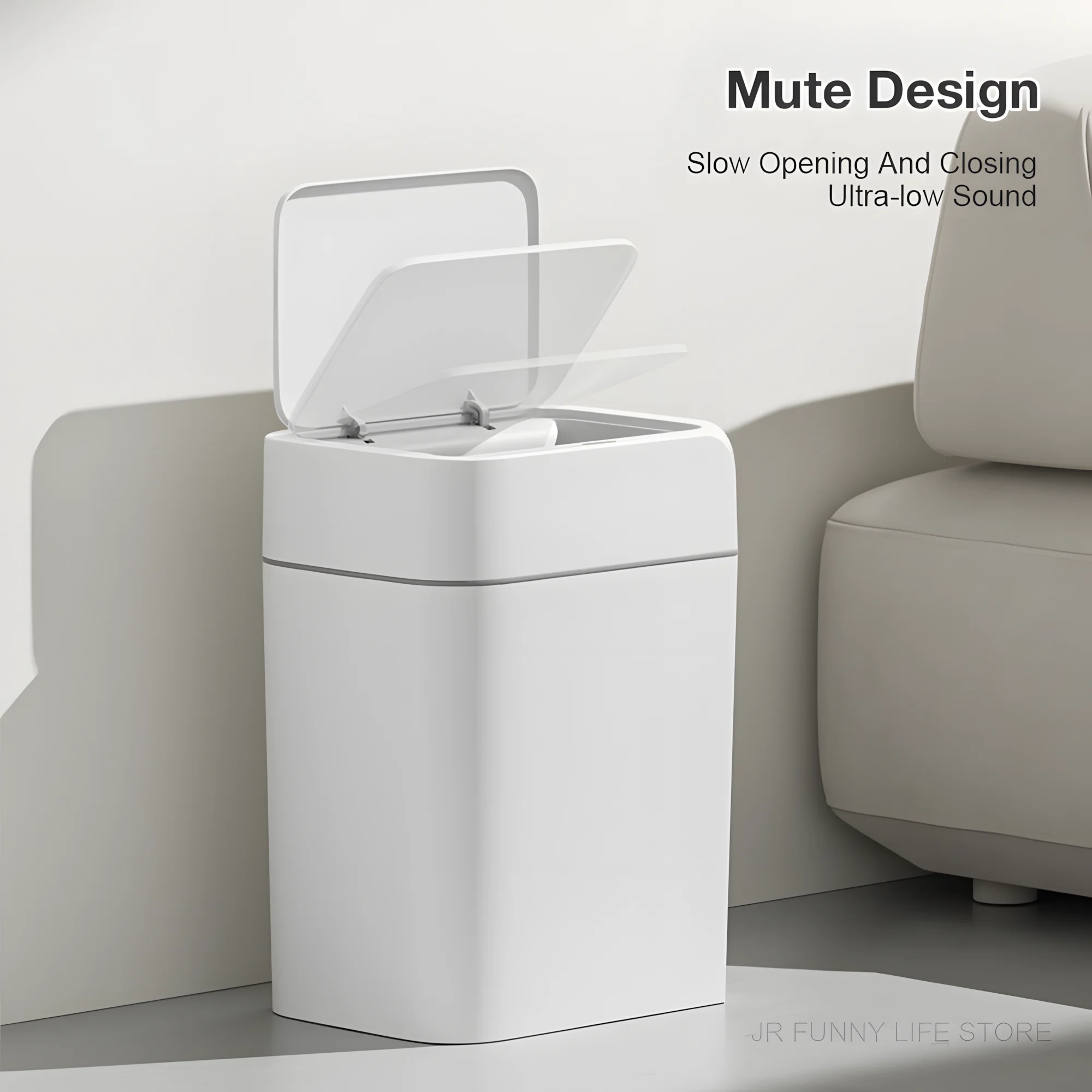 سلة مهملات هادئة وموفرة للمساحة - سعة 3/5 لتر، سلة...