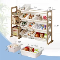 Toy Storage Organizer - Toy Organizers and Storage with Bookshelf, Toy Storage Shelf with 3 Shelves and 12 Storages Bins 2