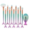 Professional Makeup Brush Set Mermaid Tail Design Loose Powder Blush Brushes for Smudge & Angled Eyeshadow 3