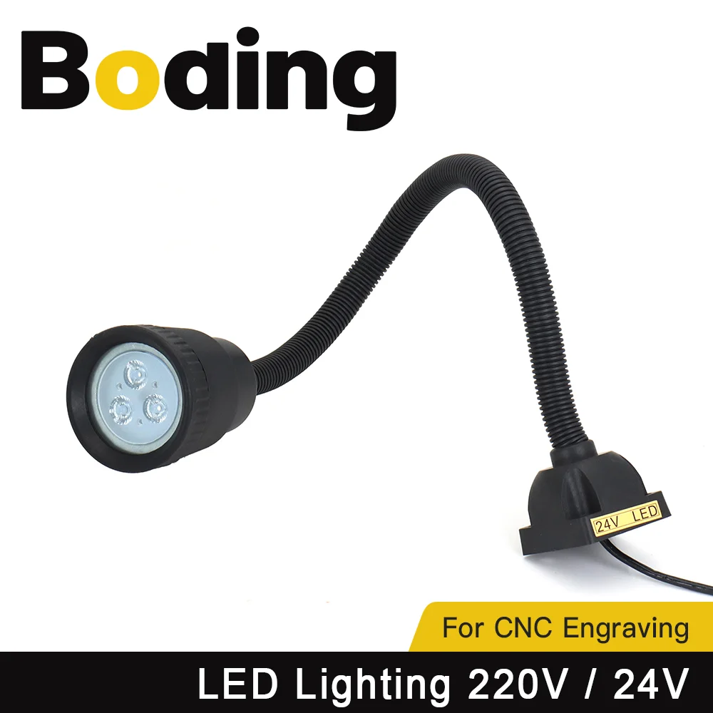 BODING 220V 24V LED Machine Tool Work Light Gooseneck Industrial CNC Engraving Machine Tool Milling Lighting Lamp