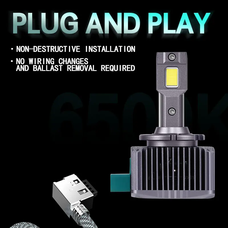 DAWNKNIGHT D1S D2S D3S LED Headlights Replacement Original HID 55W D1S D4S D5S D8S LED Plug and Play 6500K 12V