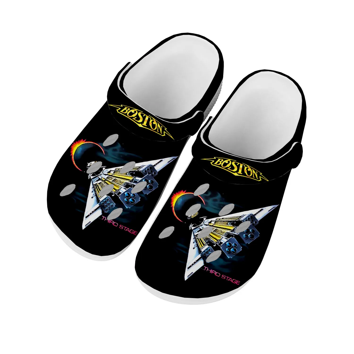 

Boston Band Rock Band Home Clogs Custom Water Shoes Mens Womens Teenager Shoe Garden Clog Breathable Beach Hole Slippers White