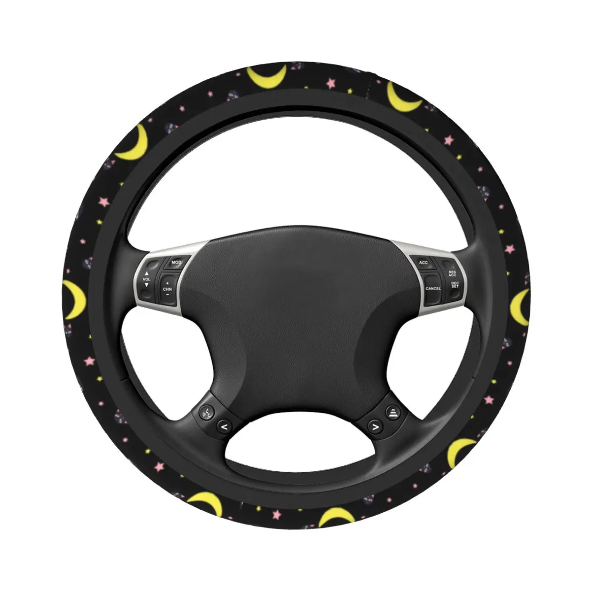 Cute Sailor Artemis Moons Anime Steering Wheel Cover Luna Usagi Tsukino Steering Wheel Protector Fit 37-38cm Car Accessories Steering Wheel Cover