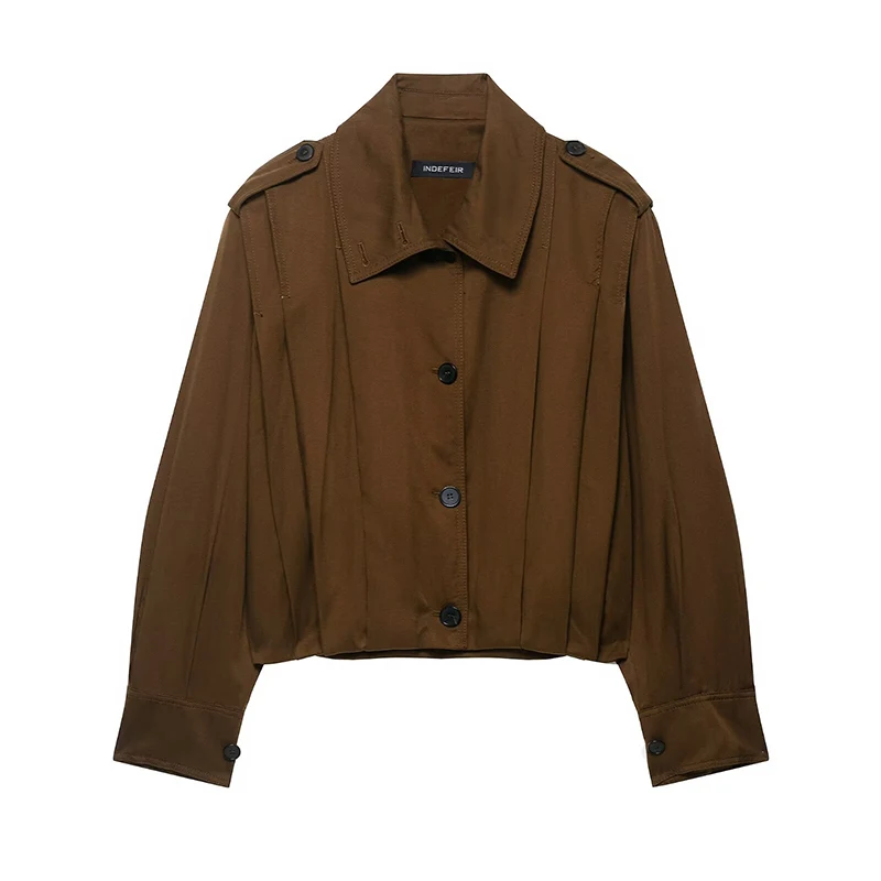 Women High Street Loose Lapel Buttons Short Jacket 2025 Fall Fashion Commute Women Casual Coat Long Sleeve New Jackets ﻿