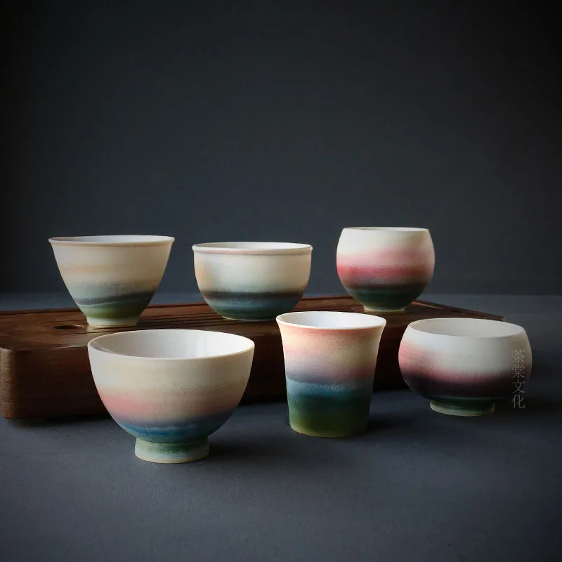 Ceramic Tasting Tea Cup Large Kung Fu Tea Cup Kiln Change Master Retro Ink Wind Drinking Personal Cups