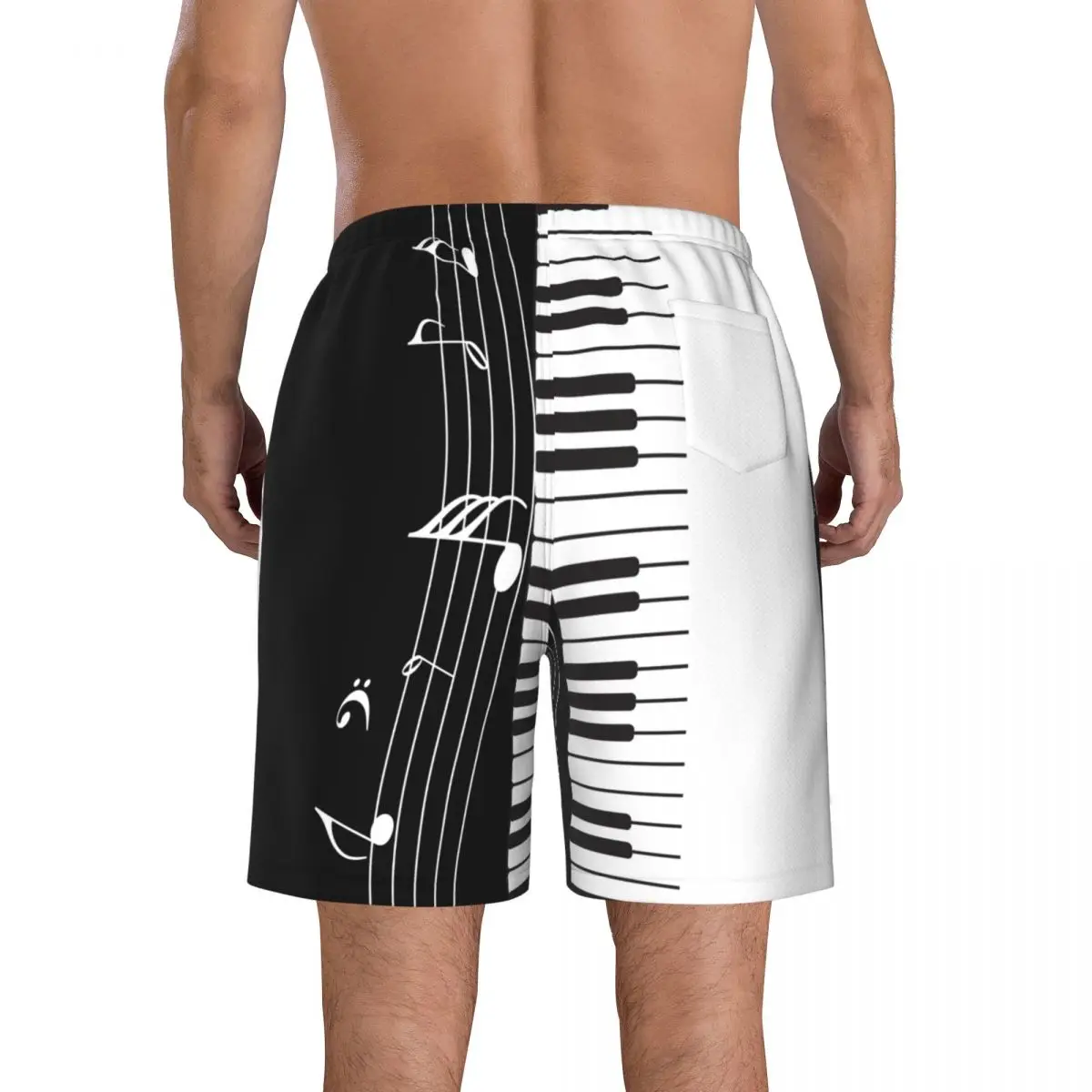 Music Shorts Summer Swimwear Man Swimsuit Trunks Beach Shorts Surf Board Male Clothing Pants Piano Keys With Musical Notes