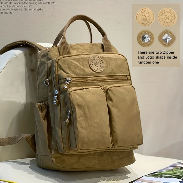 High Capacity Backpacks for Women Waterproof Casual Backpack Lightweight Travel Backpack Nylon Solid Color Multi-pocke SchoolBag 1