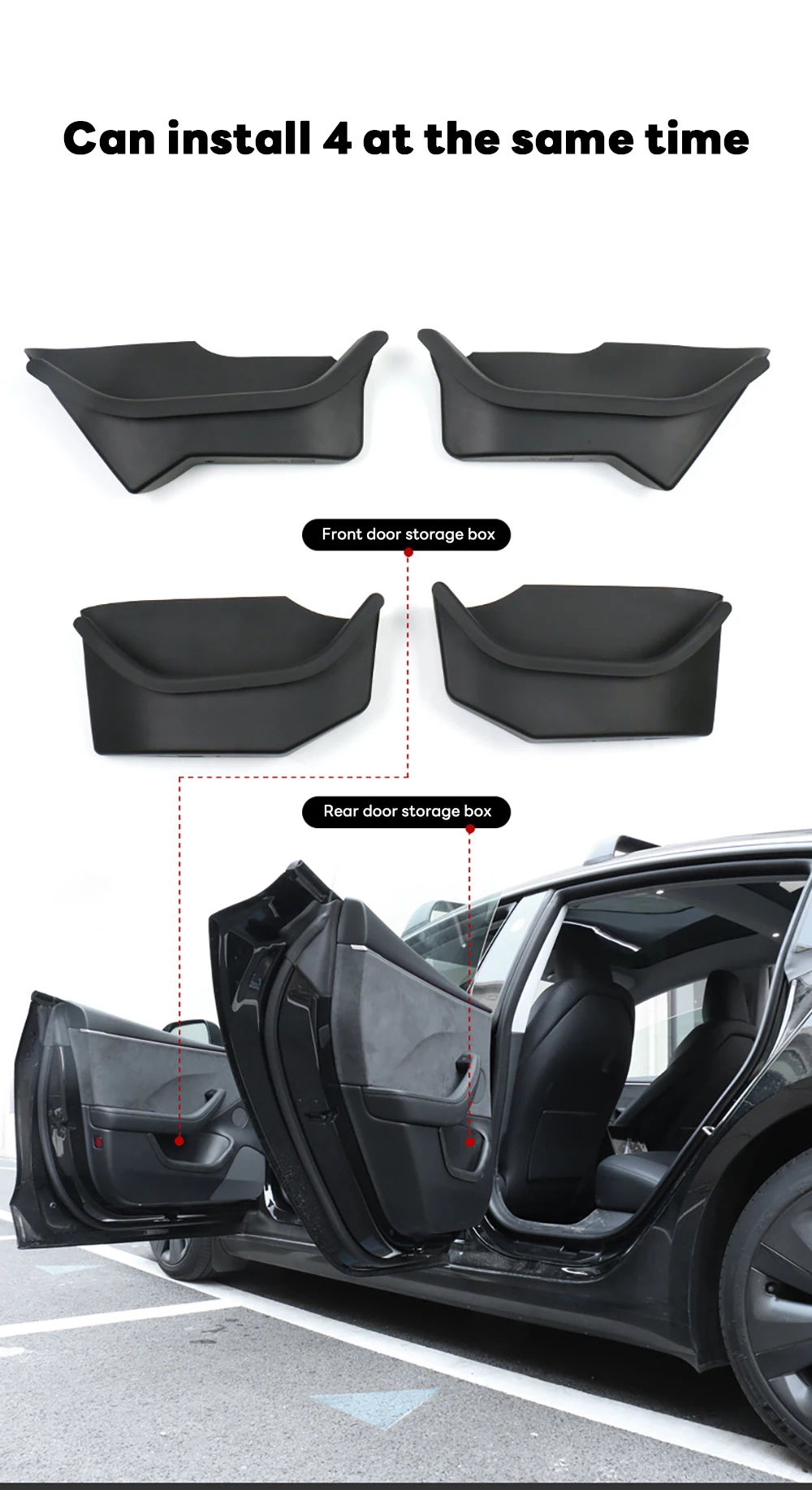 For Tesla New Model 3 Highland 2024 Rear Full Storage Box Door Handle Armrest Tr