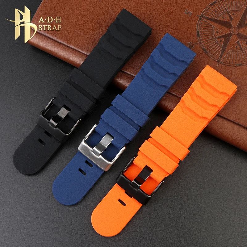 Universal Waterproof Silicone Watch Strap - Durable 24mm Rubber Wristband