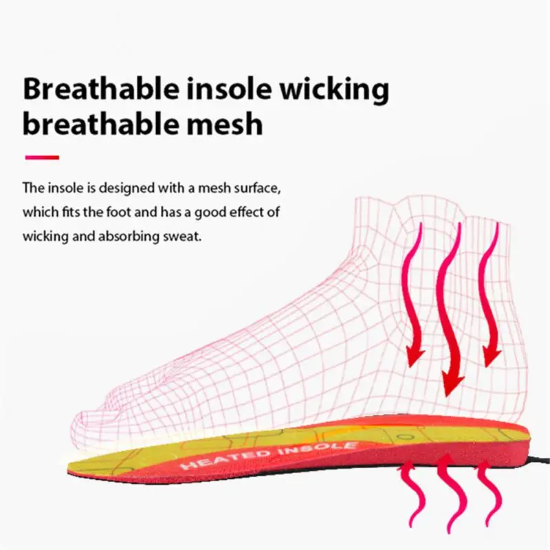 Heated Insoles USB Wireless Temperature Adjustment Electric Foot Thermal Pad 12 Hours Warm Sock Pad