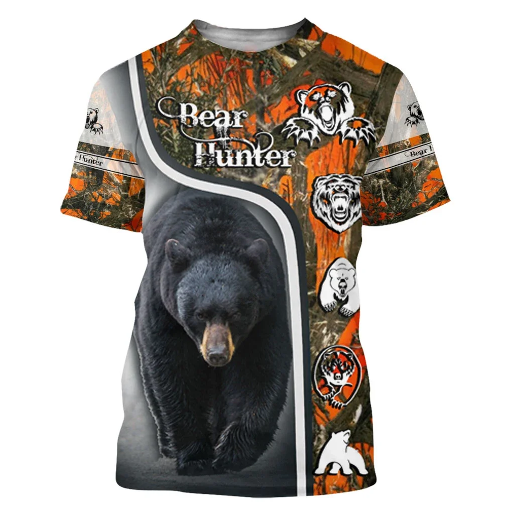 

Повседневный пуловер для мужчин и женщин Bear Hunter, повседневный Камуфляжный топ с 3D-принтом, летняя модная женская одежда