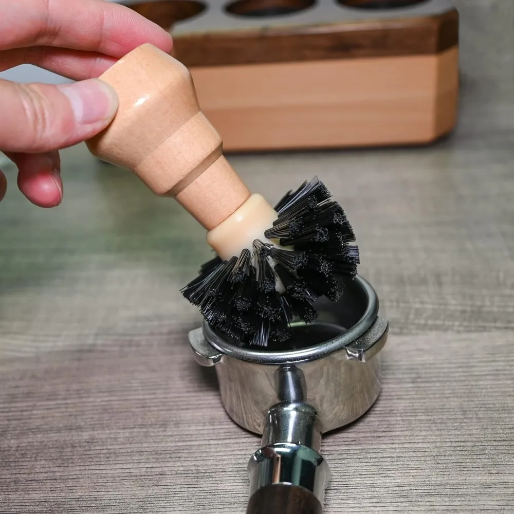 Coffee Cleaning Brush Wooden Coffee Brush Filter Basket Espresso Machine Handle Cleaning Brush Suitable for 49-54 Cm Professional