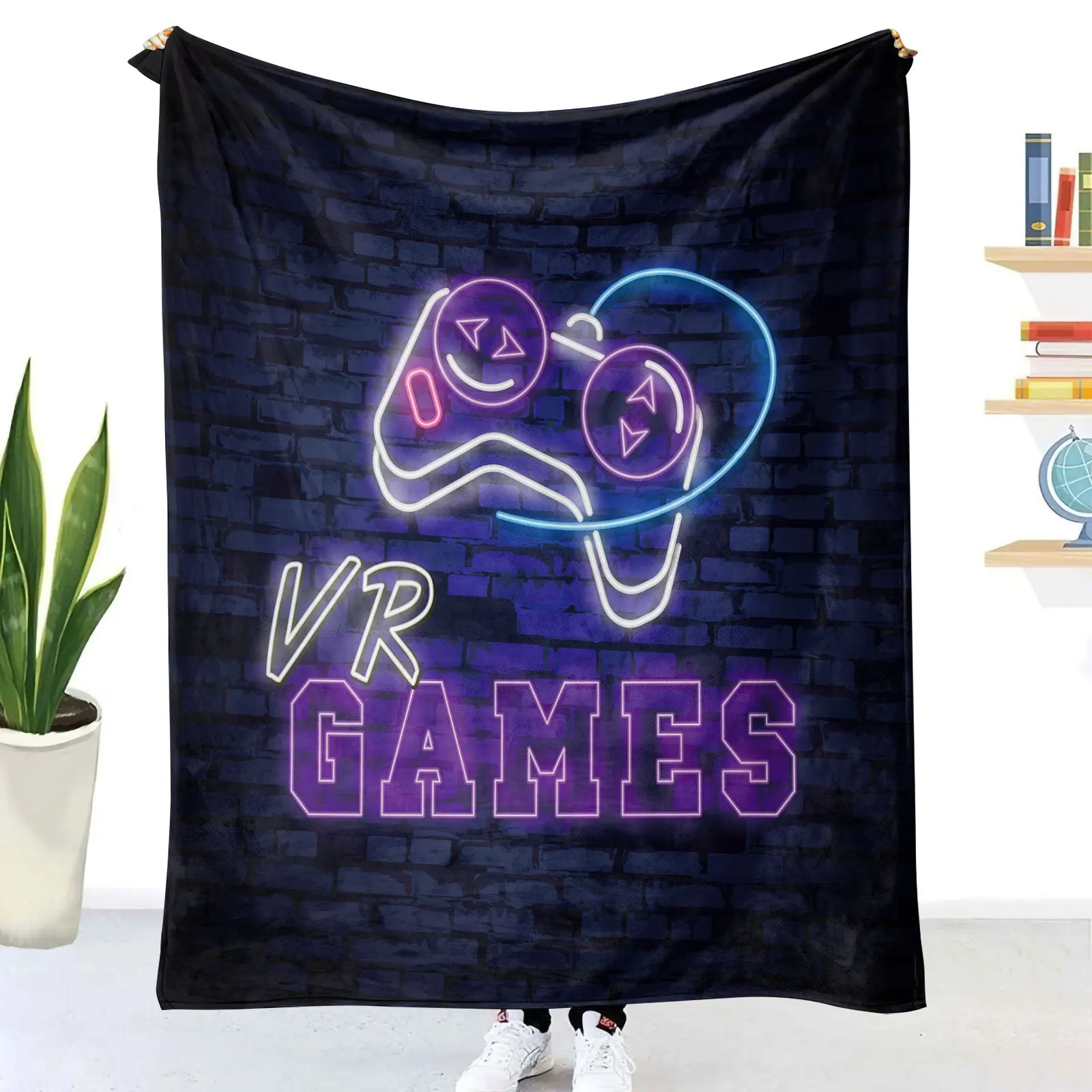 

Kids Gamer Controller Blanket Kids Boys Warm Flannel Soft Comfortable Home Travel Airplane Office Gamepad Blanket Birthday Gifts
