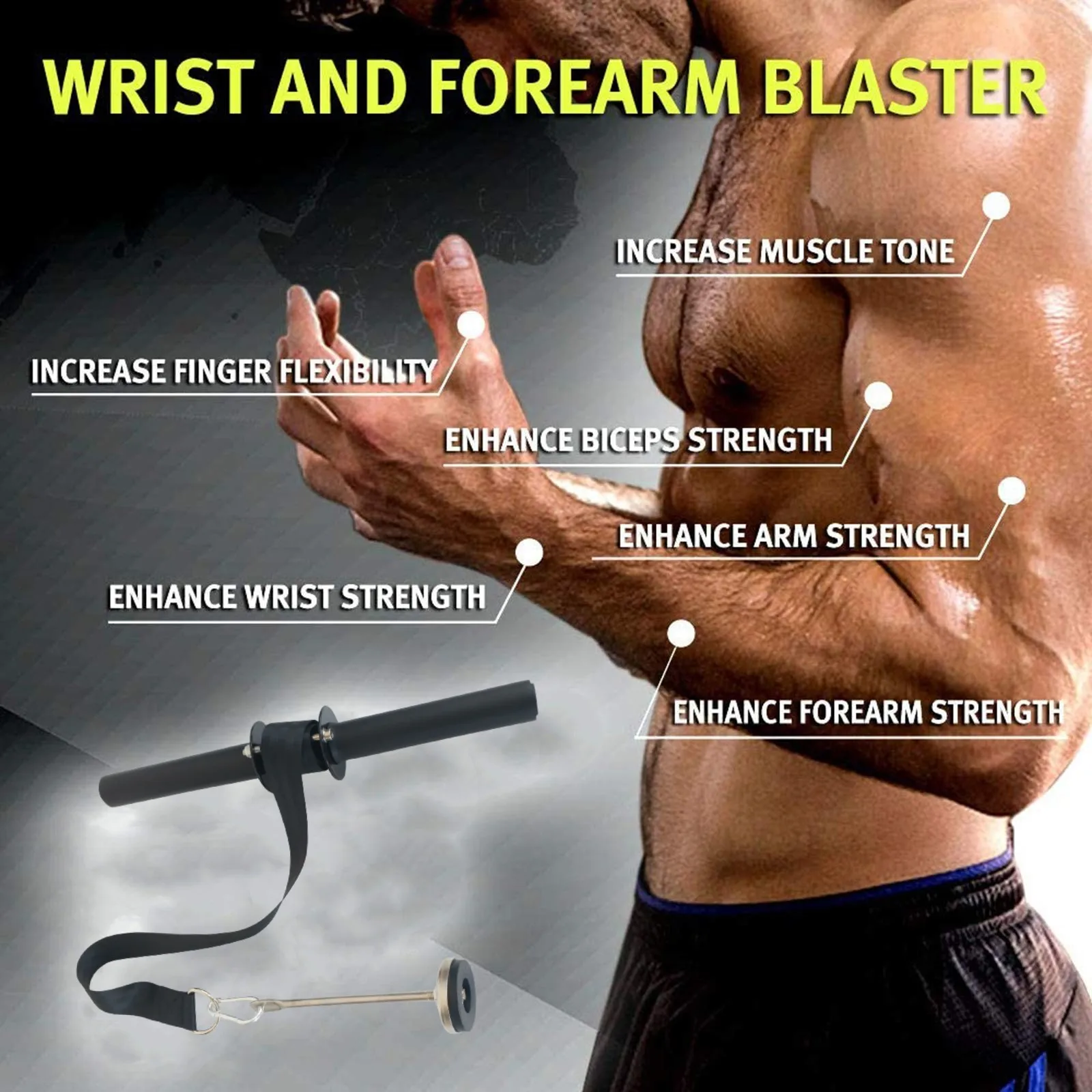 Forearm Wrist Roller Blaster Exerciser Wrist Forearm Roller for Training Workout Fitness Arm Strength Trainer for Gym and Home