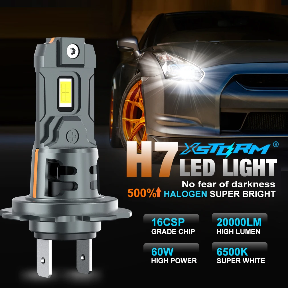 XSTORM H7 LED Headlight Bulb Canbus Mini Kit 60W 20000LM 6500K CSP for Car Headlamp White 12V Auto Diode Lamp H7 Turbo Led Light