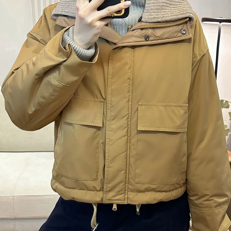 BC 하이 퀄리티 순면 재킷, 클래식 긴팔 지퍼 재킷, 빈티지 두꺼운 하이 칼라, 따뜻한 코트, 겨울 패션, 2 색