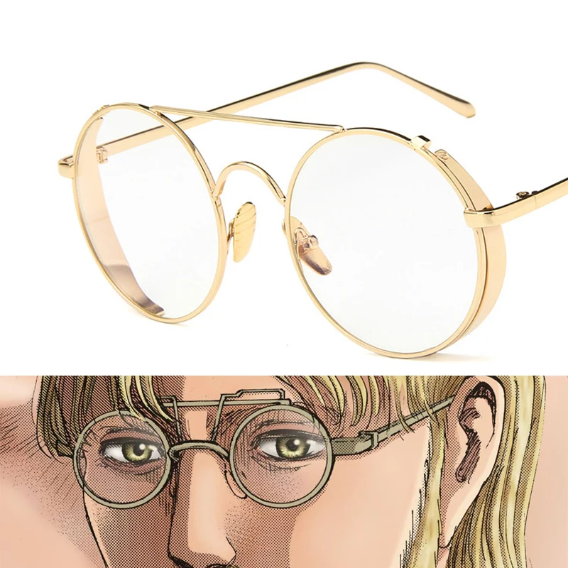 

Anime Attack on Titan Zeke Jaeger Cosplay Glasses Steampunk Metal Flat Mirror Retro Round Glasses Frame Glasses Anime Glasses