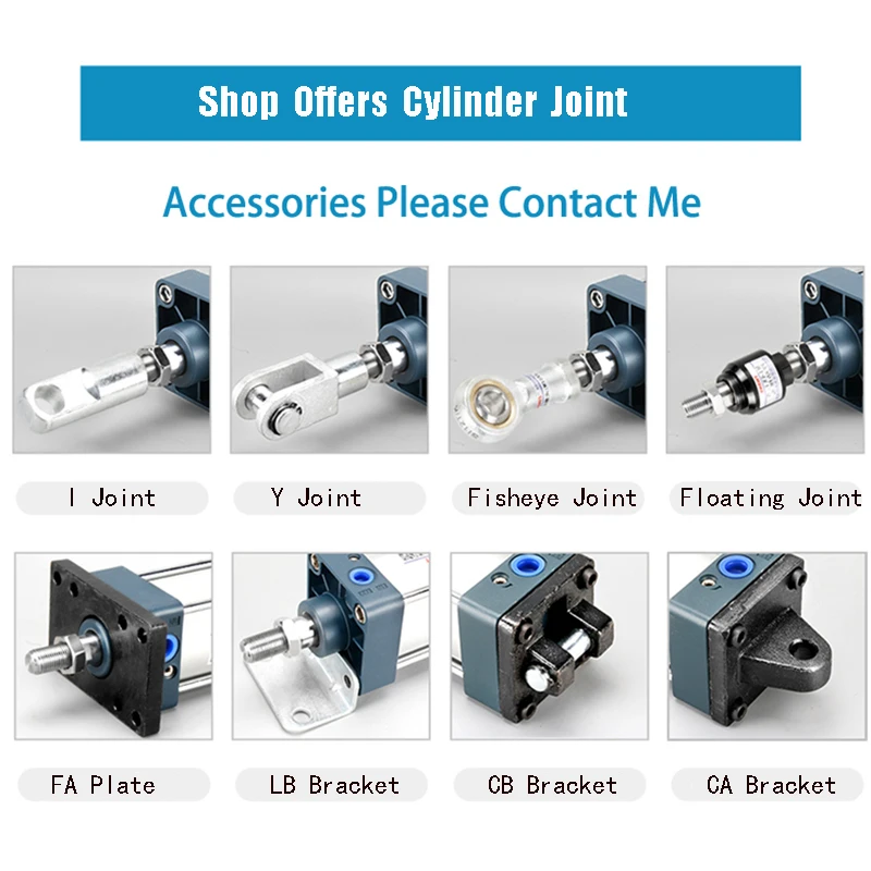 Cylindres pneumatiques à course, intervalles d'air standard SC, 32mm, 40mm, 50mm, 63mm, 80mm, 100mm, alésage 25mm, 50mm, 75mm, 100mm, 125mm, 150mm, 175mm, 200mm