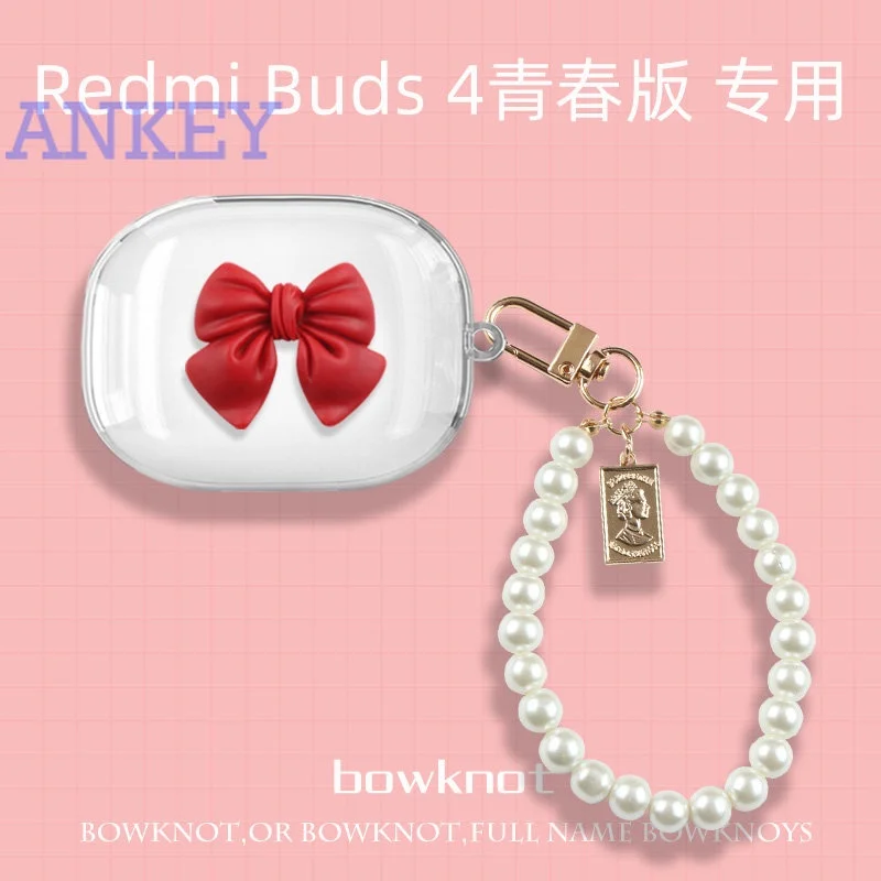 Custodia Per Redmi Buds 4 Lite Cuffie Buds4 Lite Cuffie Bluetooth Wireless Cartoon Cute Bow Cover Morbida Trasparente