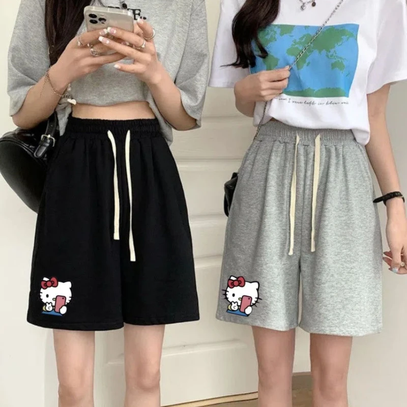 

Summer Y2k Sanrio Hello Kitty Short Pants Korean Fashion Drawstring Sweatpants Baggy Pant Clothes Trendy 2024