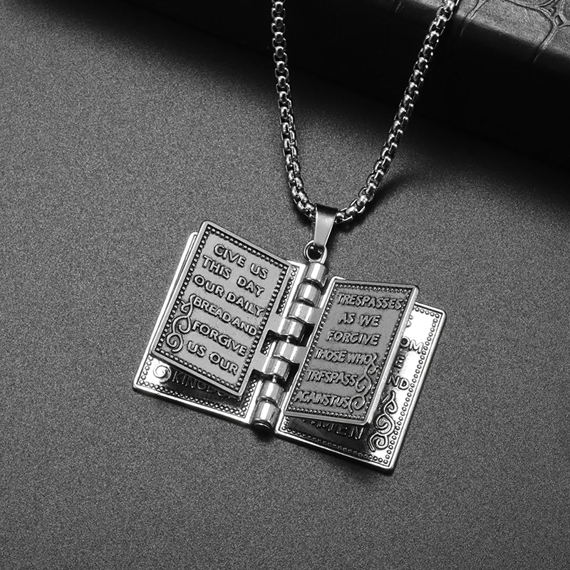 Amulet Pendant Necklace Engraved Cross Necklace Necklace Book Pendant Man Woman Aliexpress