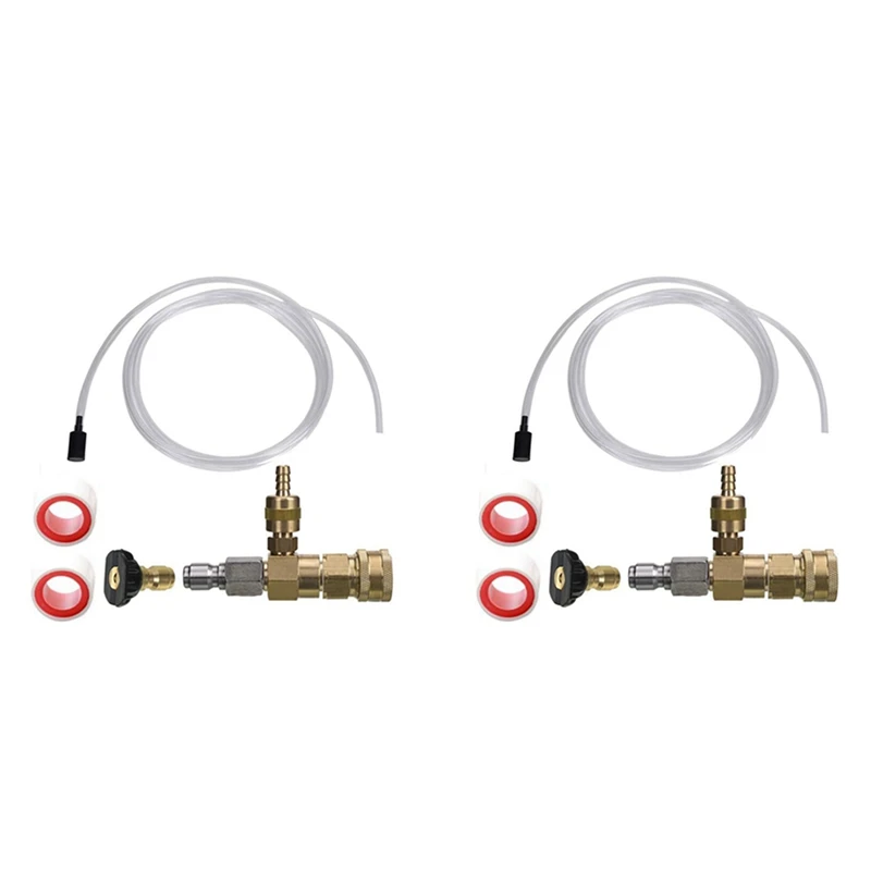 

2X Adjustable Chemical Injector Kit,Soap Chemical Injector For Pressure Washer, 3/8 Inch Quick Connect