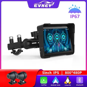 EVKEY 휴대용 오토바이 내비게이션 GPS 무선 애플 카플레이, 안드로이드 오토 IPX7 방수 터치 스크린 디스플레이, 5 인치, 신제품
