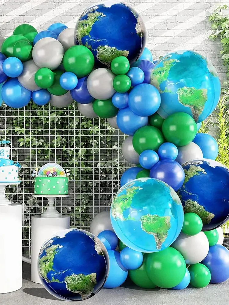 6er-Pack 22-Zoll-Erd-Aluminiumfolienballons, runde 4D-Kugelballons, geeignet für Partydekorationen mit Planet Space-Thema, Galaxie-Luftballons für Partyzubehör mit Galaxie – Detail 6