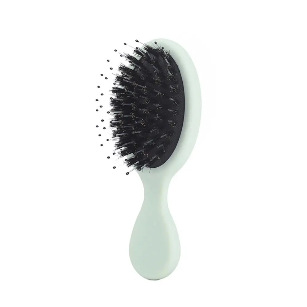 Cute Mini Paddle Brush Pig Bristle Lightwear Hair Comb Frosted Matte Massage Comb Holiday Vocation