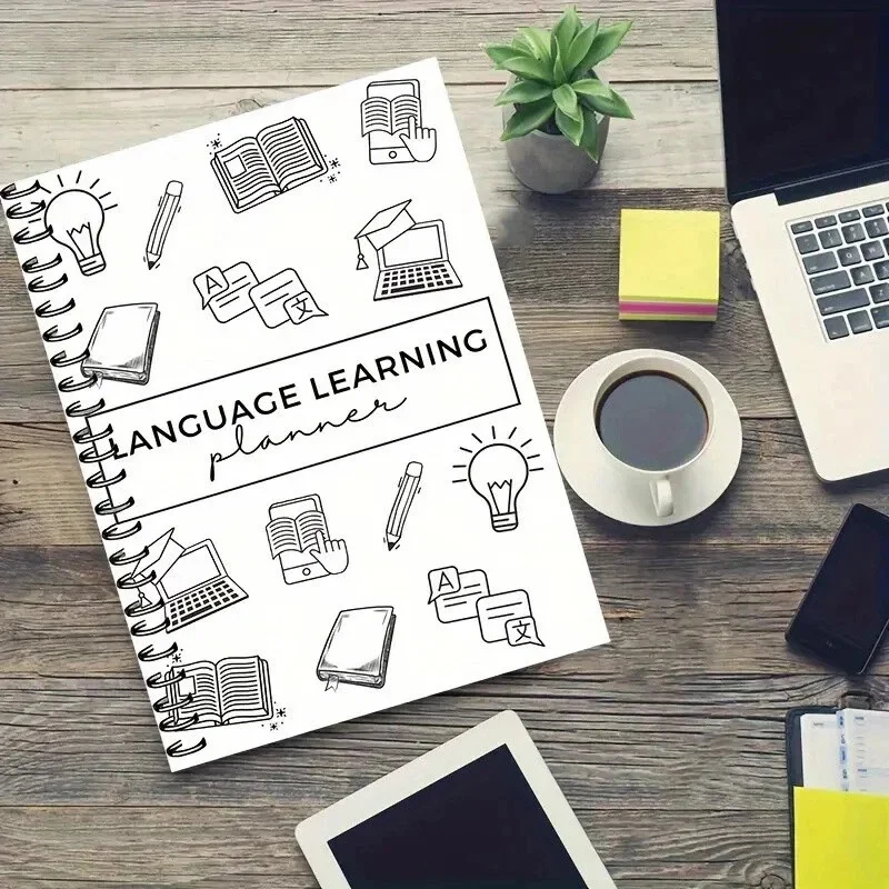 Language Learning Planner: Vocabulary & Grammar Notebook with Weekly & Monthly Logs
