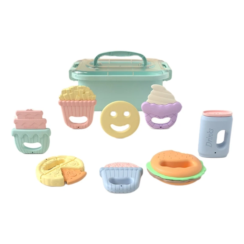 

Snack-shape Rings Teether Rattle Toy for Baby Girls Teether Toy Sensory Chewable Teether BPA Macaron-color