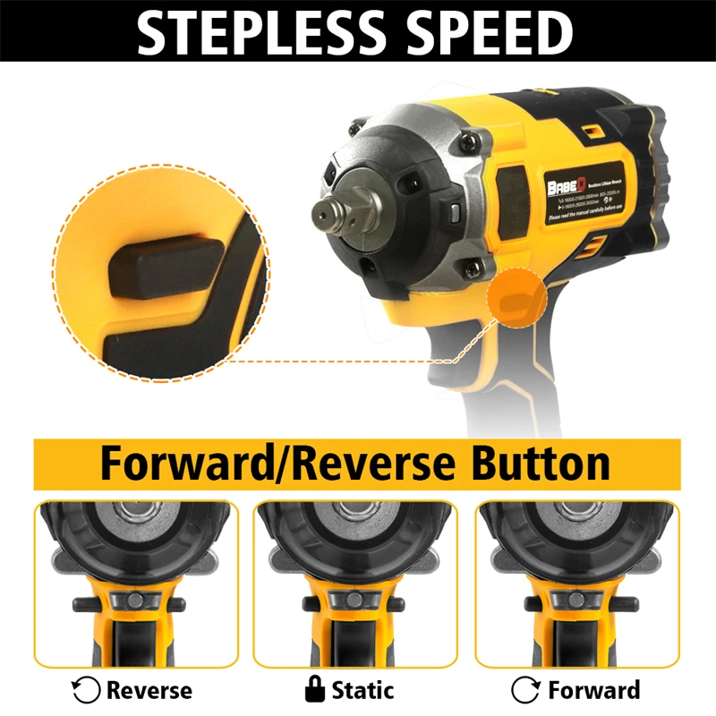 2000N.m 20V Brushless Electric Impact Wrench Rechargeable Li-ion Battery 1/2" Socket Wrench Cordless Wrench Plastic Box Tools 3