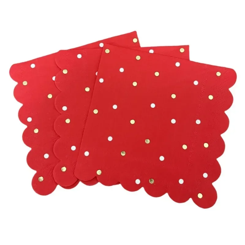20pcs 25*25cm 3-Ply Creative Lace Red Paper Napkins Wedding Party Decoration Napkins Stamping Printed Paper Placemats