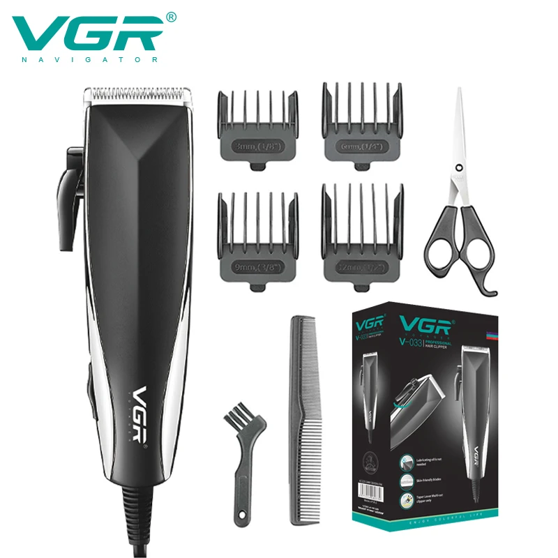 

VGR Hair Clipper Professional Hair Cutting Machine Adjustable Hair Trimmer Wired Haircut Machine Barber Clipper for Men V-033